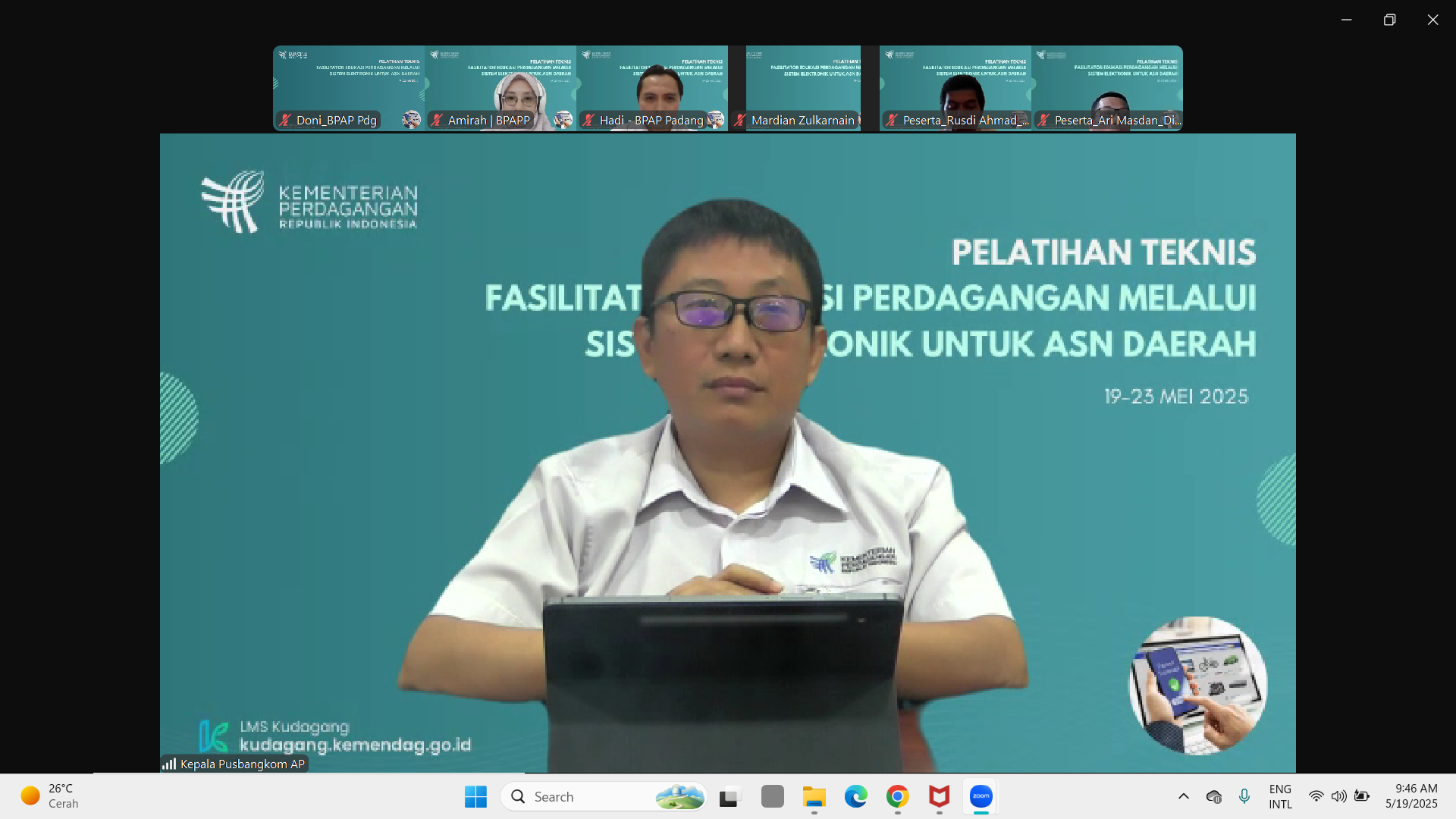 PEMBUKAAN PELATIHAN TEKNIS FASILITATOR EDUKASI PERDAGANGAN MELALUI SISTEM ELEKTRONIK (PMSE) UNTUK ASN DAERAH